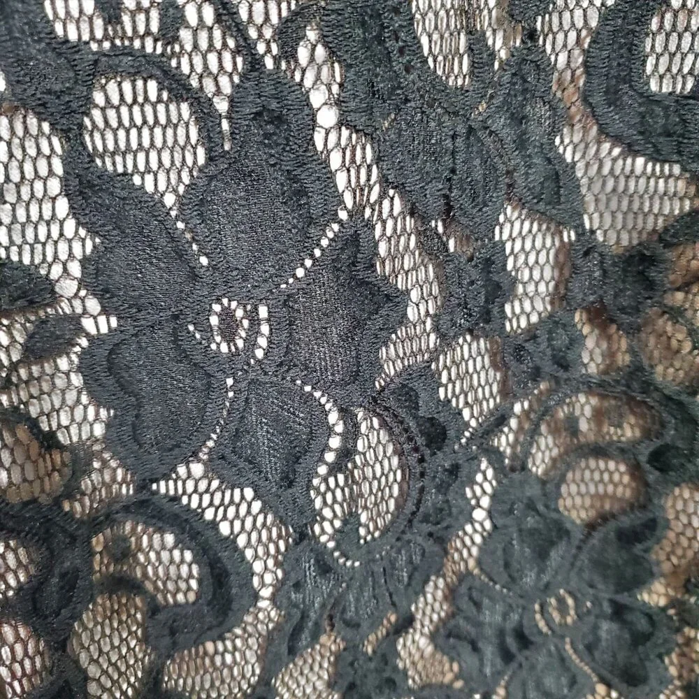 LRL Ralph Lauren Size 16 Dress Fitted Lined Sheer Lace Knee Length V-Neck Black - Picture 11 of 12